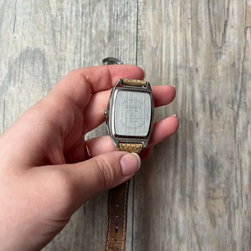 Vintage Leather Watch Women's Small Old Money Dainty Square Chain 20s Antique
